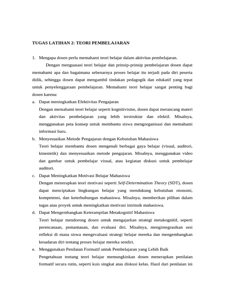 TUGAS LATIHAN 2 - Teori Belajar | PDF
