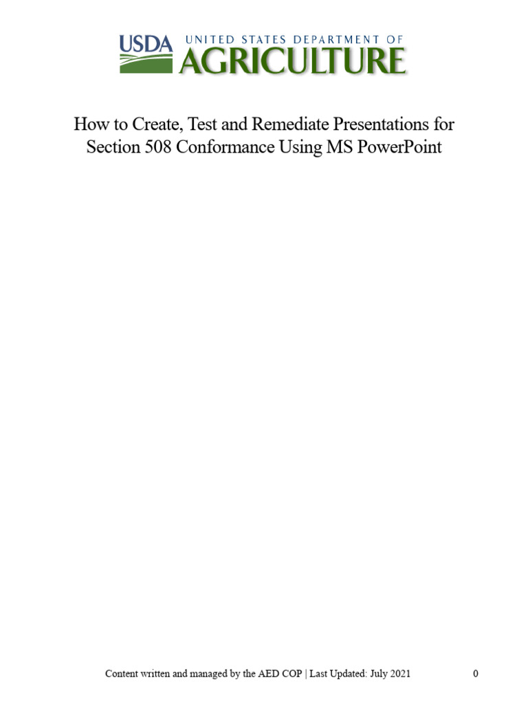 USDA MS PowerPoint Accessibility Checklist - 0 | PDF