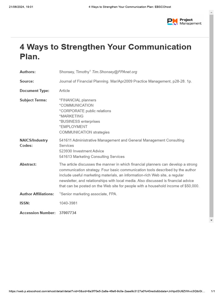 4 ways to strengthen your communication plan ebscohost pdf