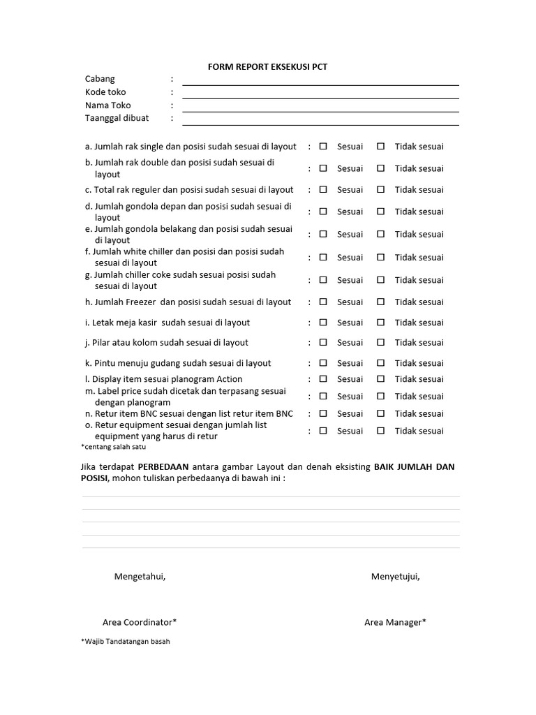Form Report Eksekusi PCT | PDF