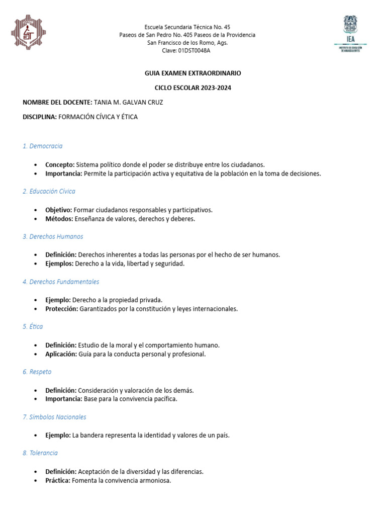 Guia de Estudio Ex Extraordinario | PDF