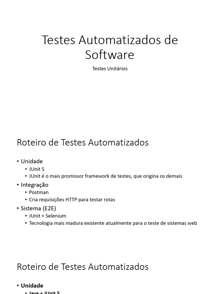 4 - Testes Automatizados de Software - Unidade | PDF