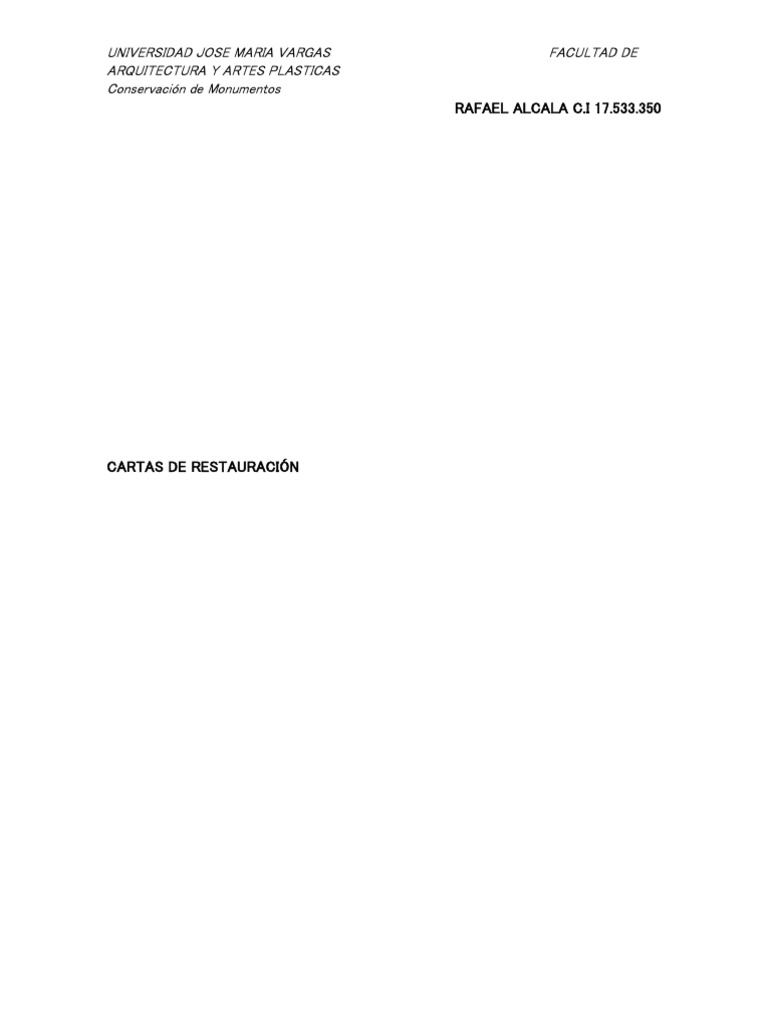 Cartas de Restauracion de Monumentos  Estate (Law)  Planning