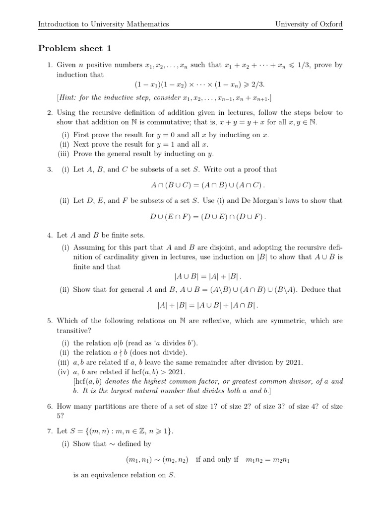 Introduction To University Mathematics