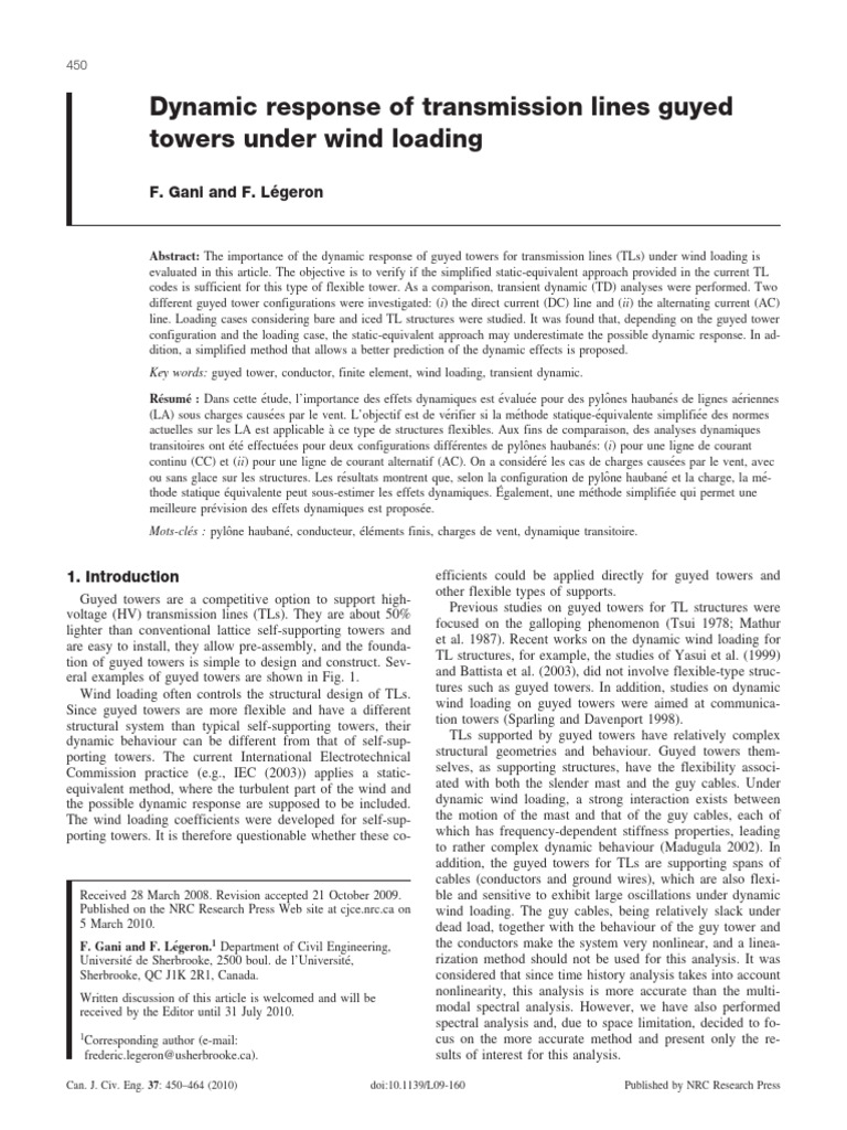Dynamic Response of Guyed Towers Under Wind | PDF | Truss | Spectral ...