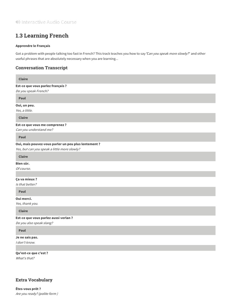 1.3 Learning French | PDF