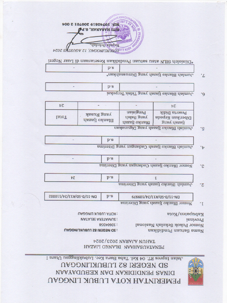 Form 2 Penatausahaan Blangko Ijazah | PDF