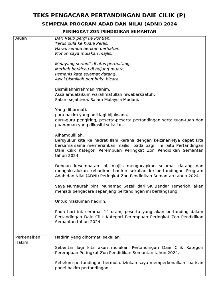 Teks Daie Cilik Perempuan Pdf