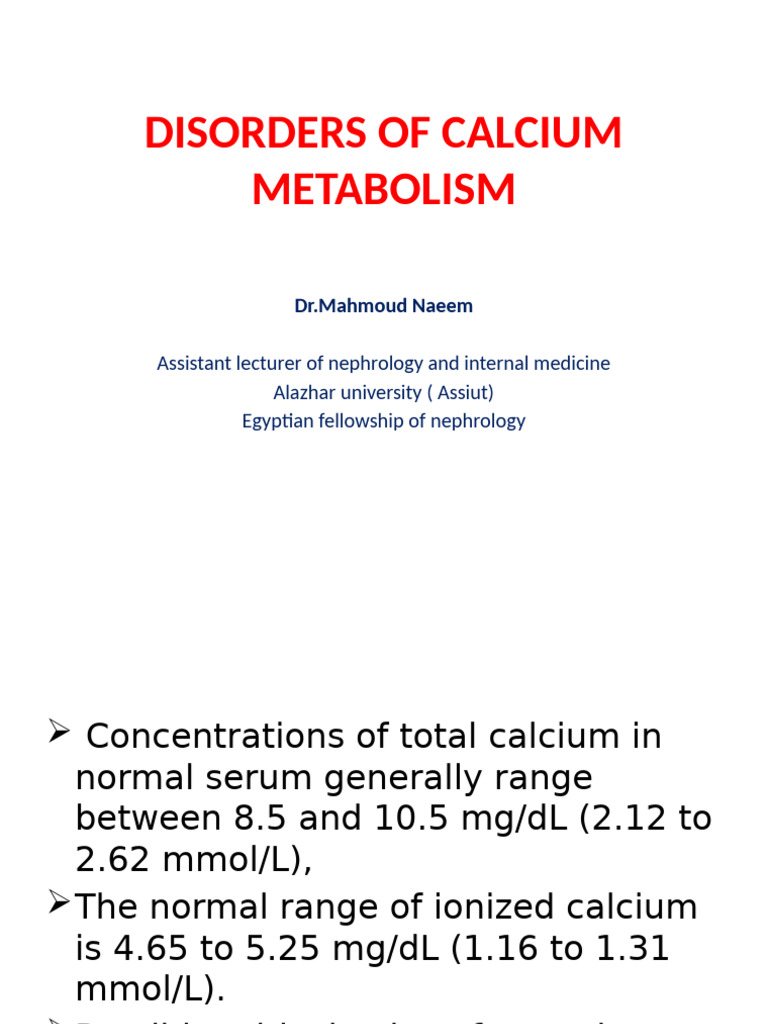 Disorders of Calcium Metabolism | PDF | Diseases And Disorders ...