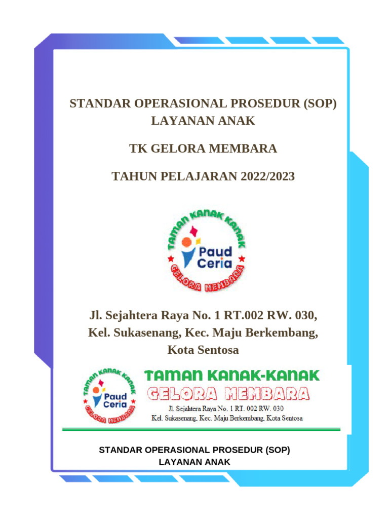 SOP Layanan TK Gelora Membara | PDF