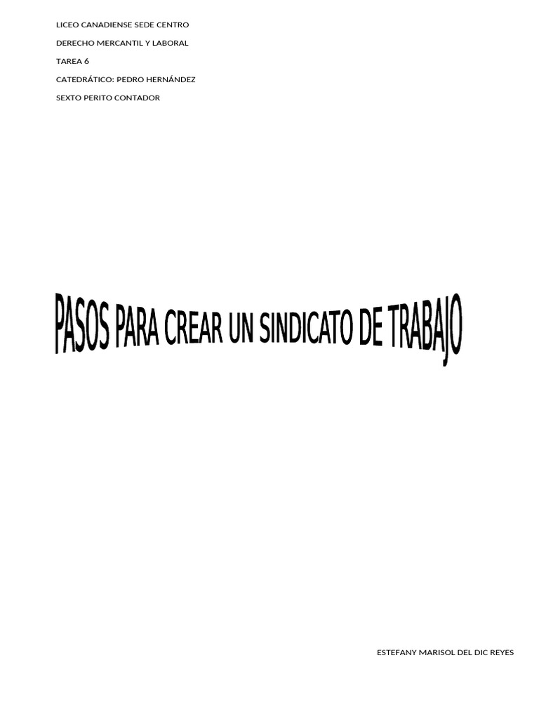 Pasos para Formar Un Sindicato | PDF