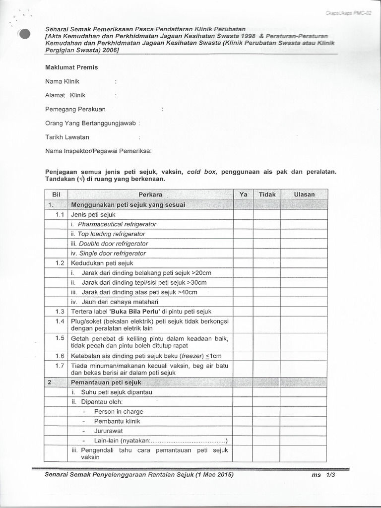 Checklistcoldchain | PDF
