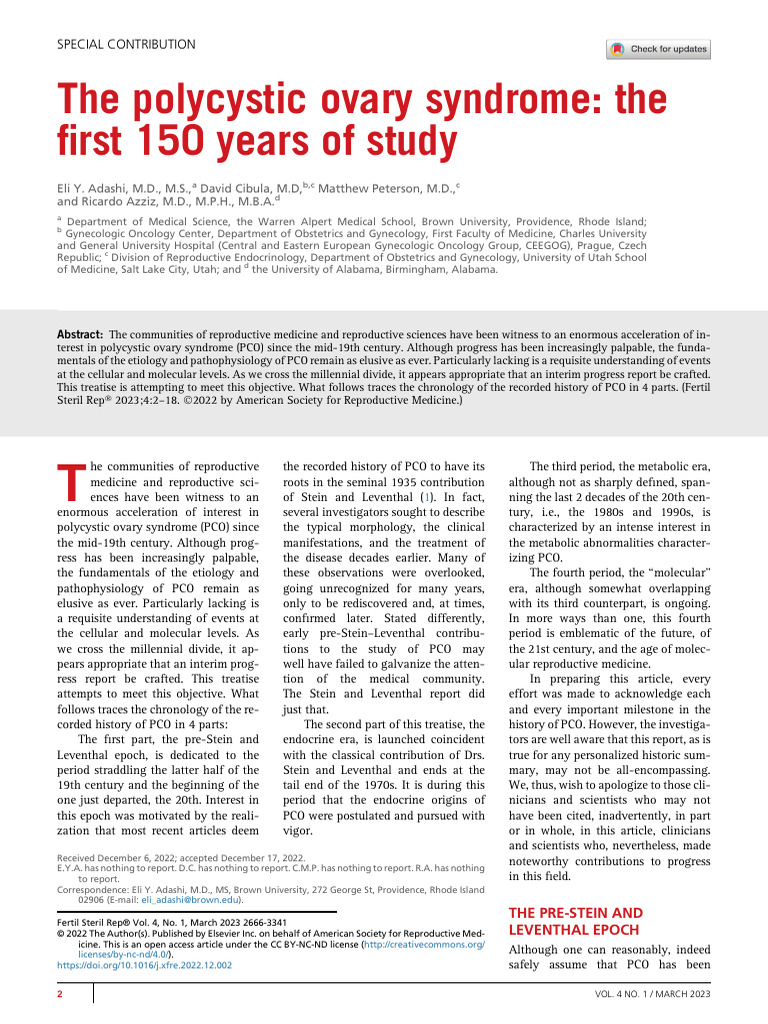 The Polycystic Ovary Syndrome The First 150 Years | PDF