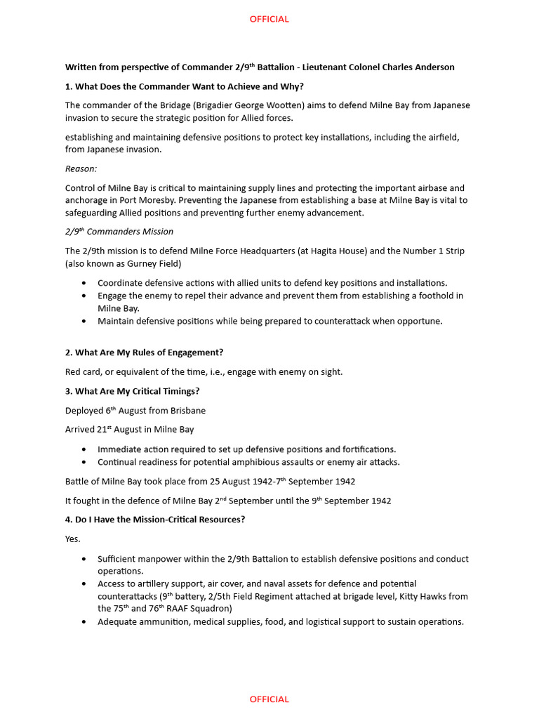Battle of Milne Bay-MIssion Analysis | PDF
