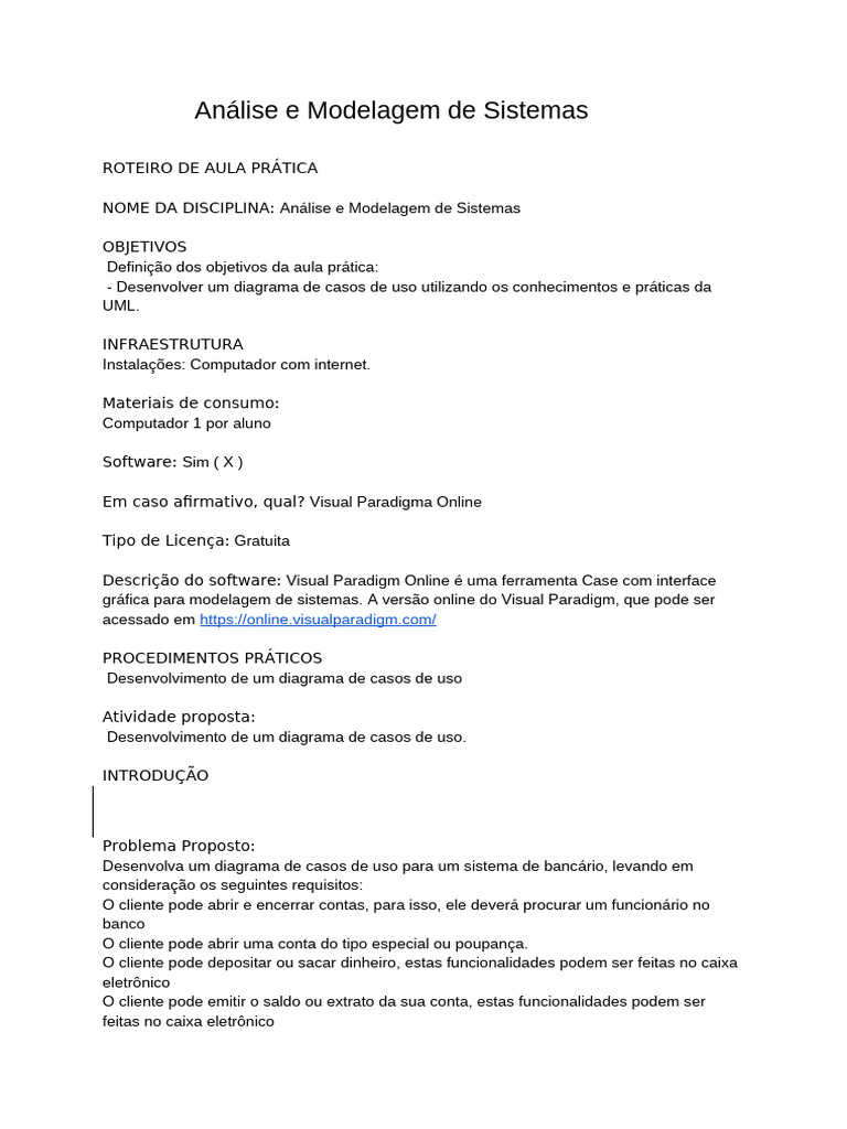 Análise e Modelagem de Sistemas | PDF