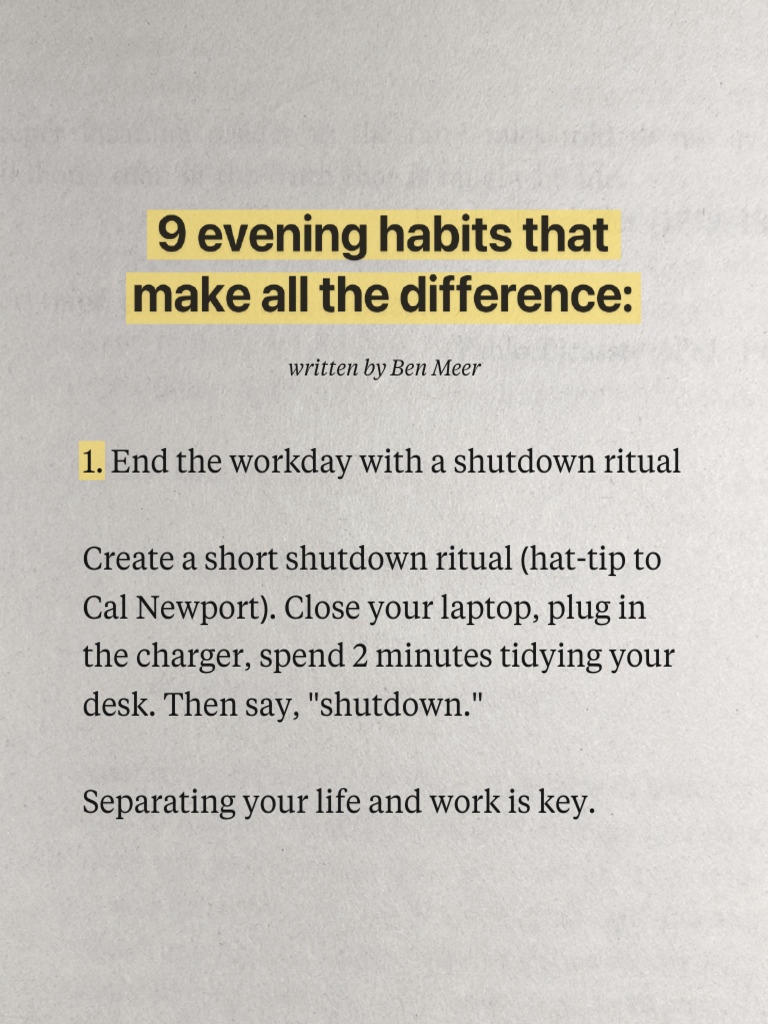 Evening Shutdown Rituals for Productivity | PDF | Career & Growth ...