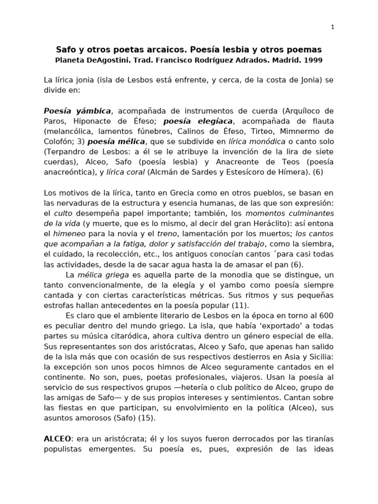 Safo y Alceo: Poesía de Lesbos | PDF | Poesía lírica | Poesía