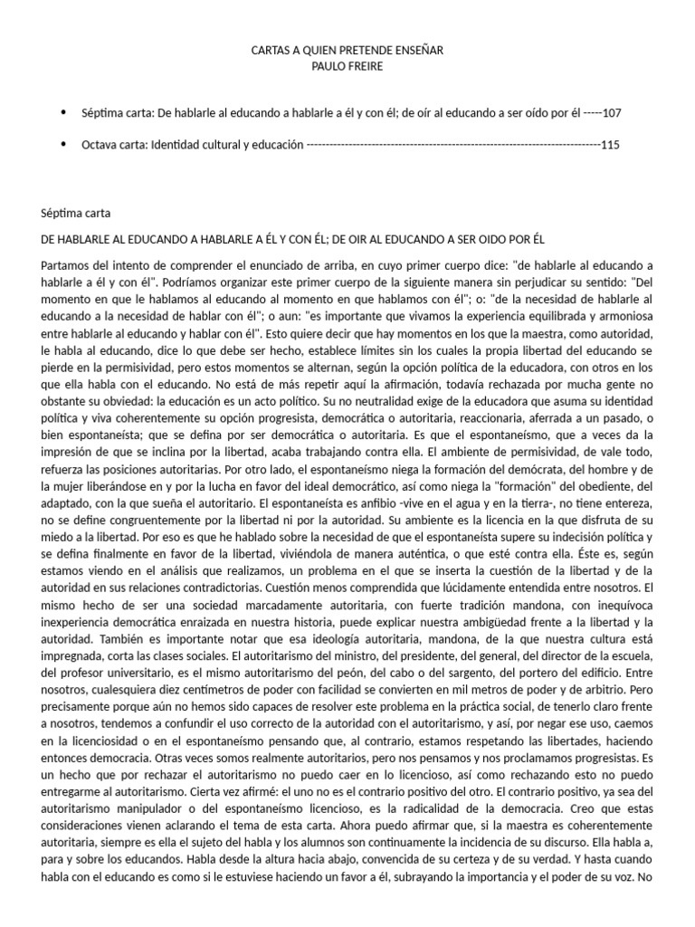 Cartas A Quien Pretende Enseñar | PDF