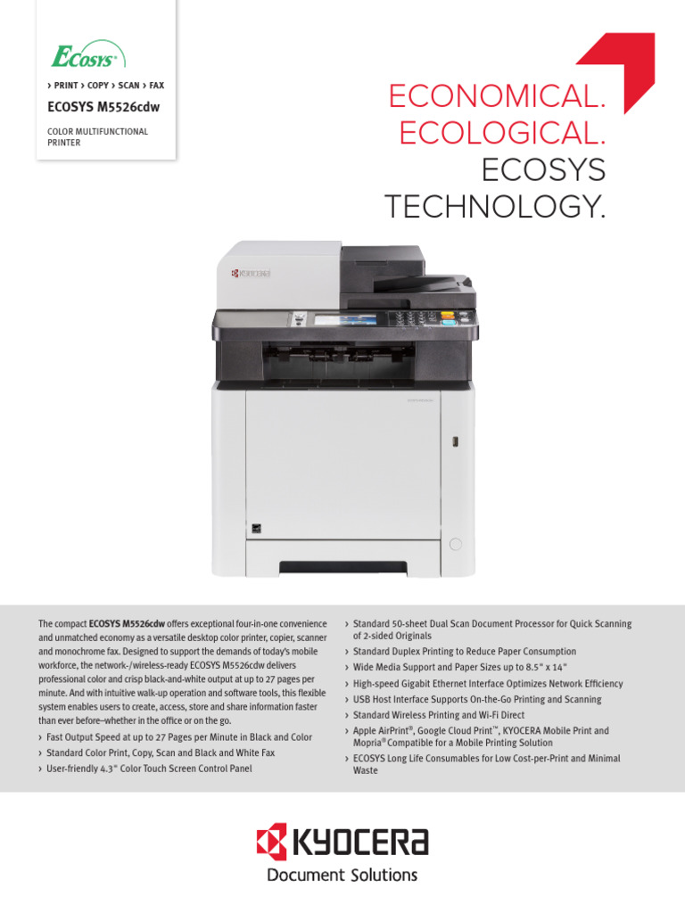 KYOCERA ECOSYS - M5526cdw - Spec - Sheet - FNL - 05 | PDF