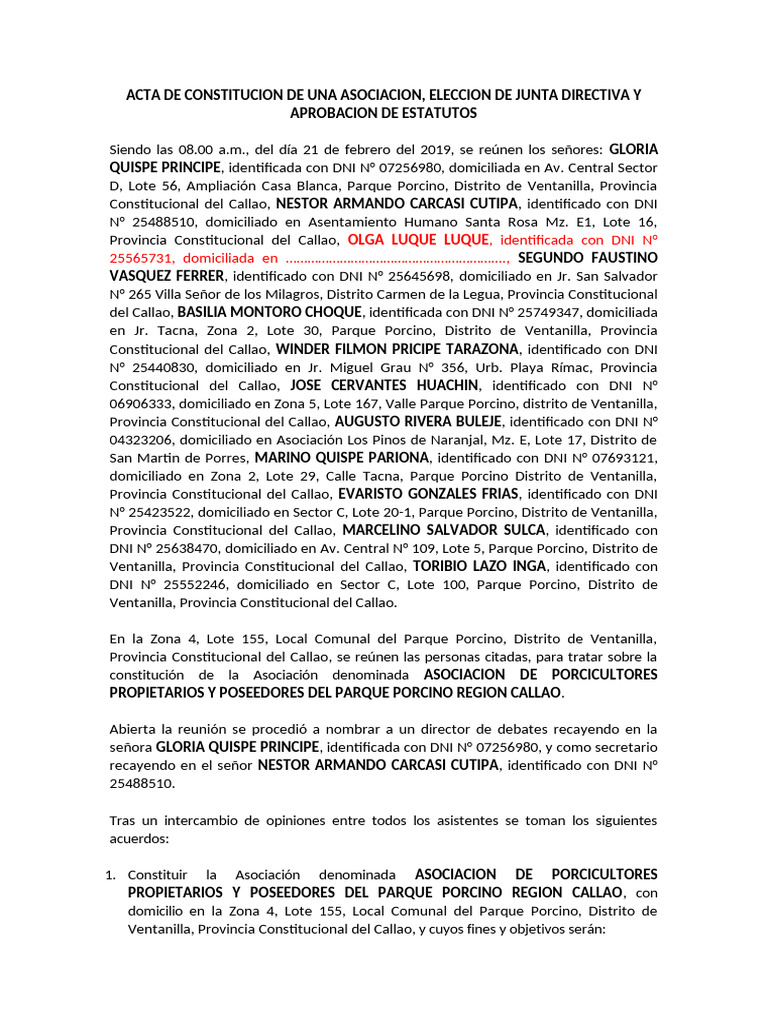Apertura de acta asociacion conciliacion pdf