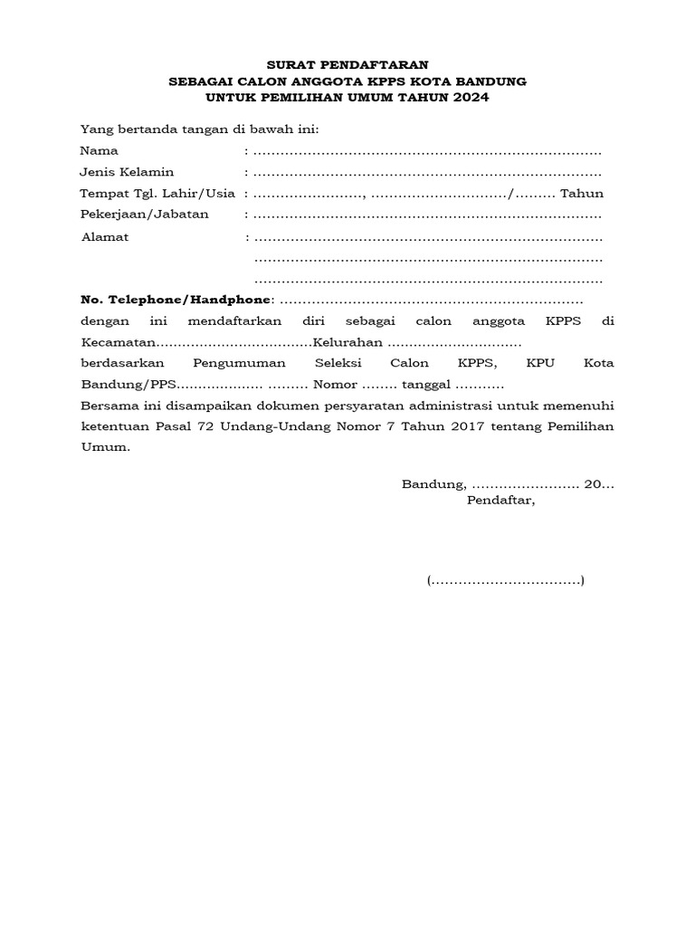 Pendaftaran KPPS Sukapada | PDF