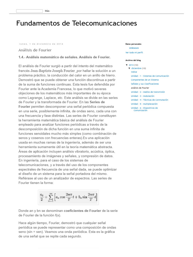 Fundamentos de Telecomunicaciones - Análisis de Fourier | PDF