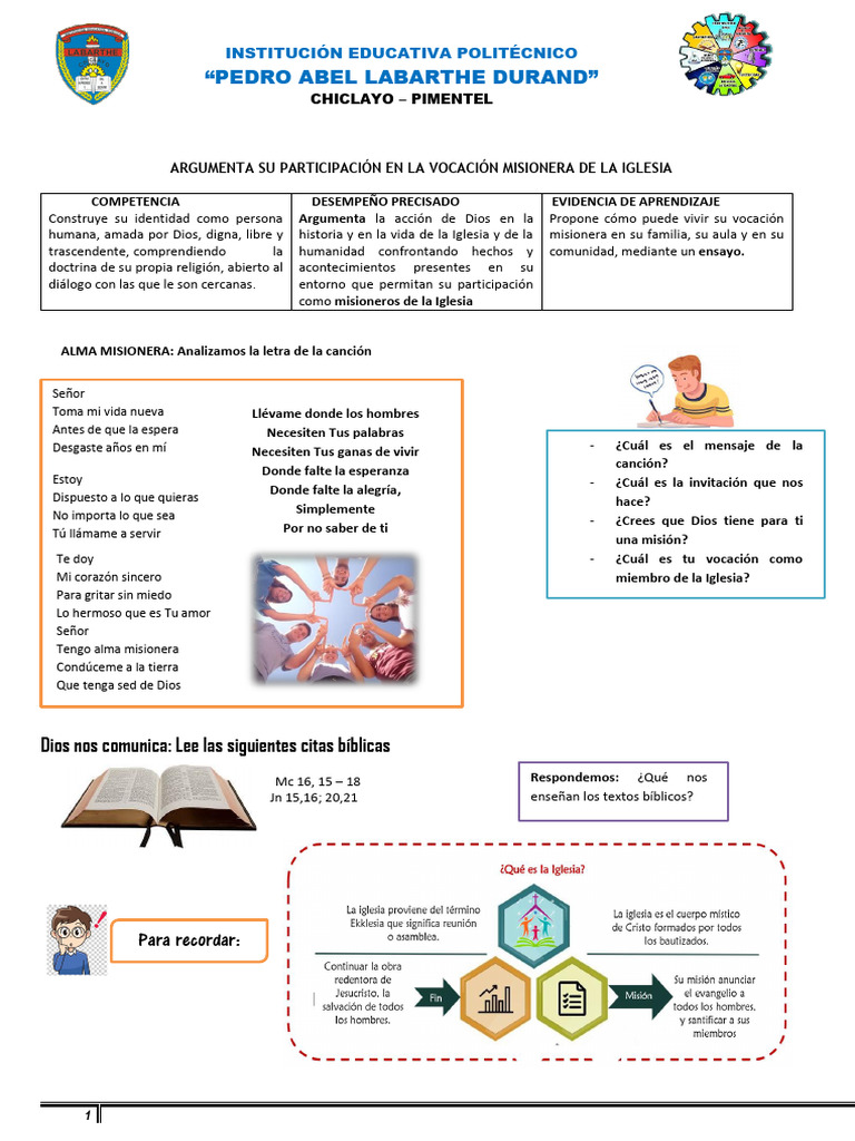 Guia 2 Vocación Misionera de La Iglesia | PDF