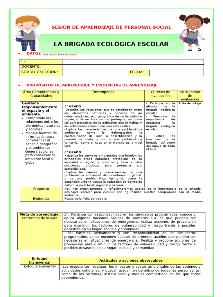 Ses-Juev-Ps-Organizamos La Brigada Ecológica Escolar | PDF