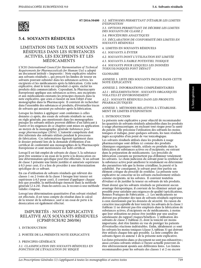 5.4. Solvants Résiduels (Full Permission) | PDF