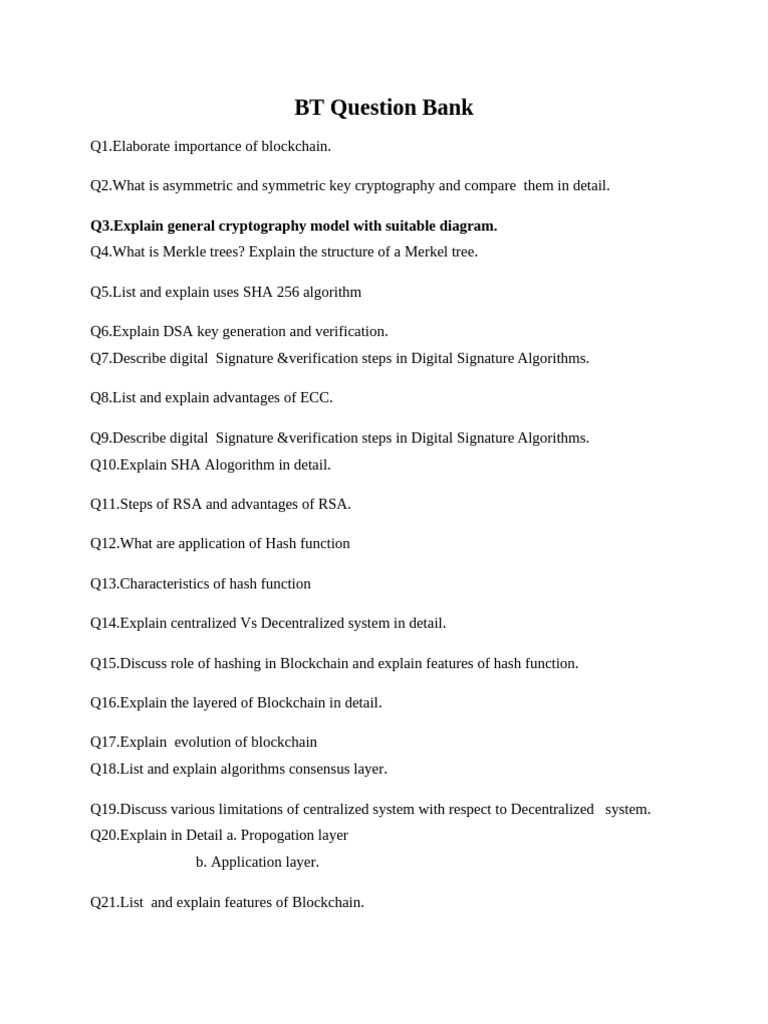 BT Question Bank For Mockinsem | PDF