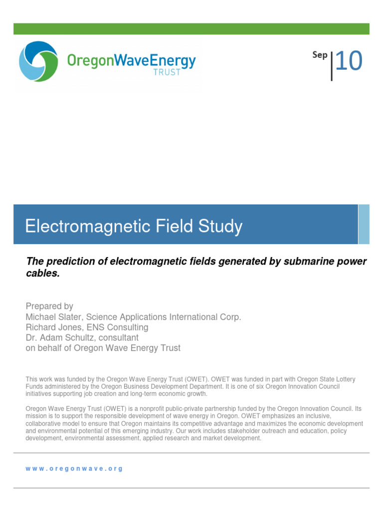 7 The Prediction of Electromagnetic Fields Generated by Submarine Power ...