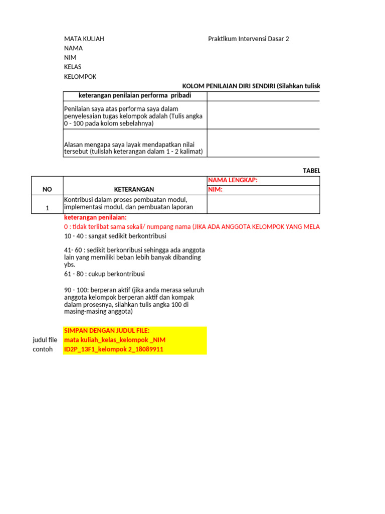FORM PENILAIAN ANTAR TEMAN Praktik ID2 - UAS | PDF