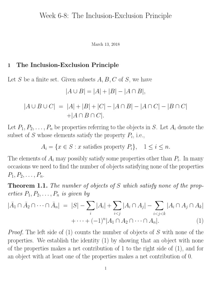 Inclusion Exclusion | PDF