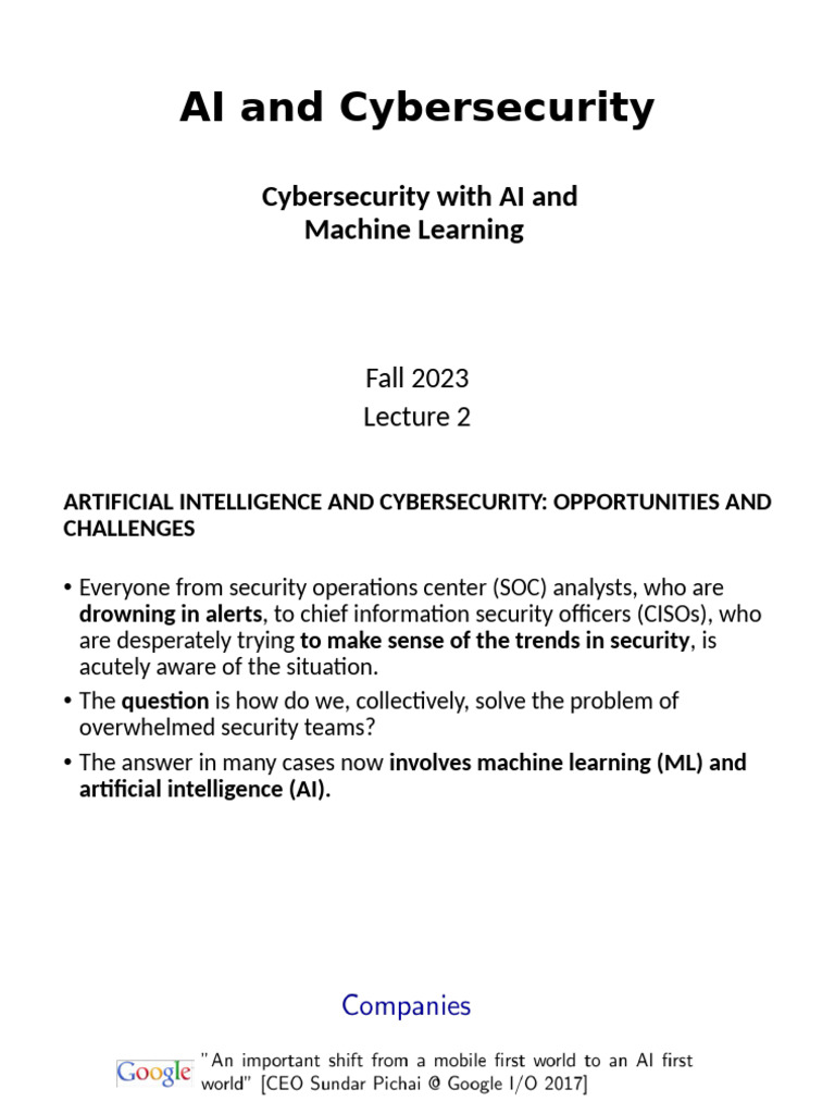 Cybersecurity With AI & Machine Learning | PDF