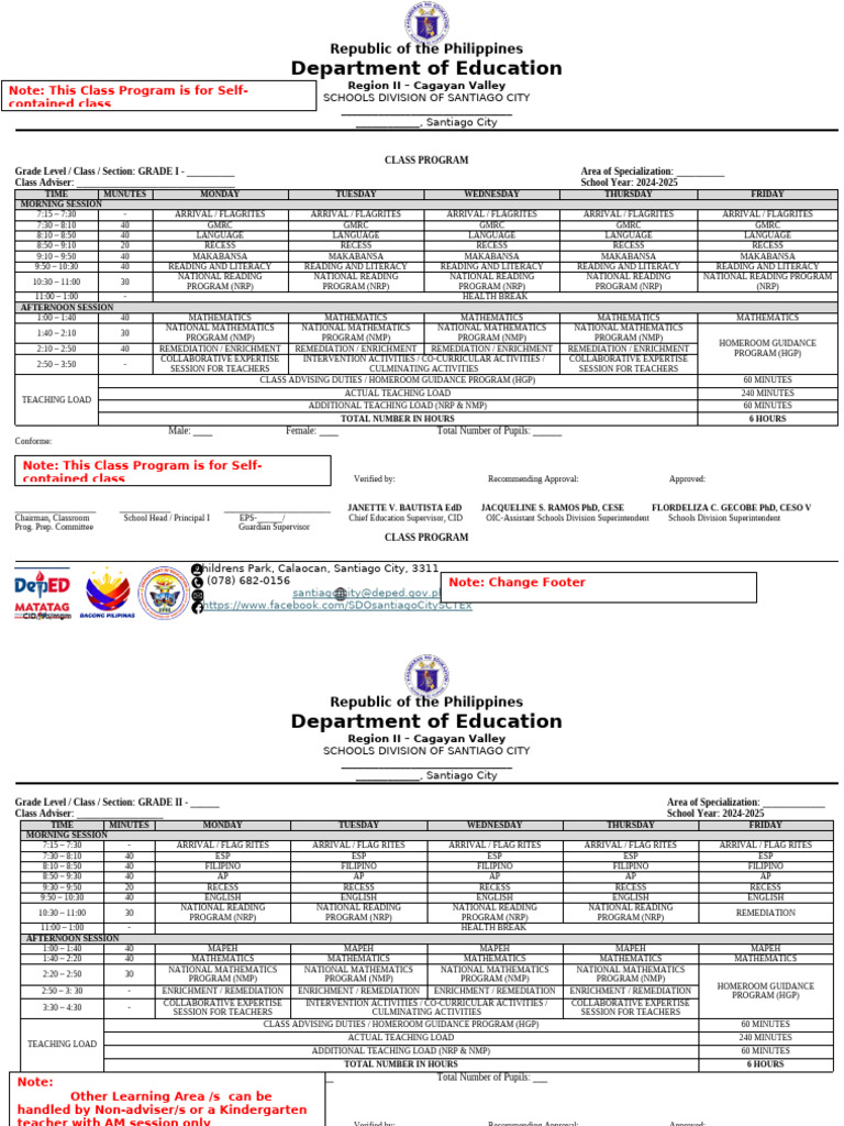 Class Program Template 1 | PDF