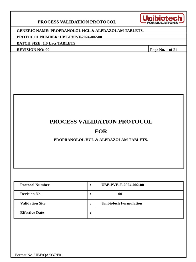 Process validation protocol ambulax tablet pdf