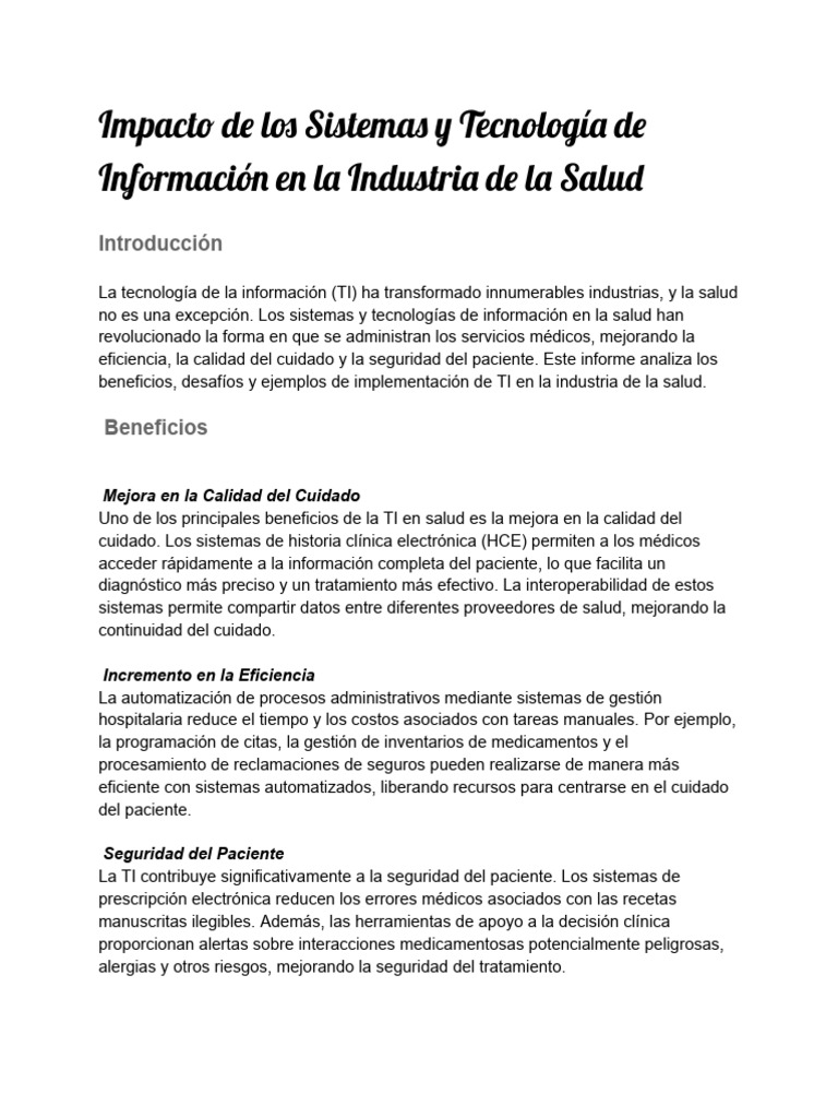 Impacto de Los Sistemas y Tecnología de Información en La Industria de ...