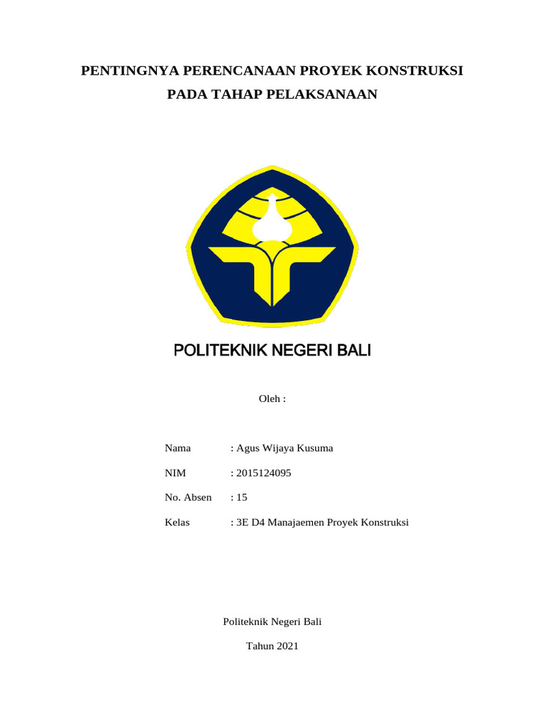 Pentingnya Perencanaan Proyek Konstruksi Pada Tahap Pelaksanaan Pdf