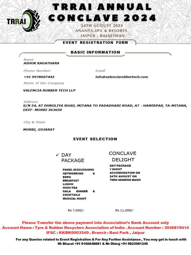 TRRAI - Conclave 2024 Registration Form FILL-1 | PDF