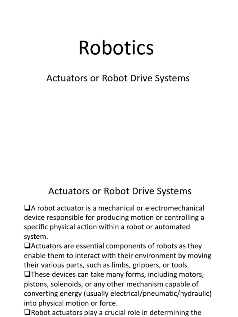 Robot Actuators Hydraulic Pneumatic | PDF