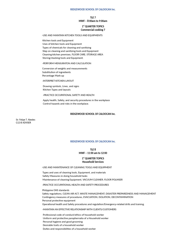 1st quarter topics pdf