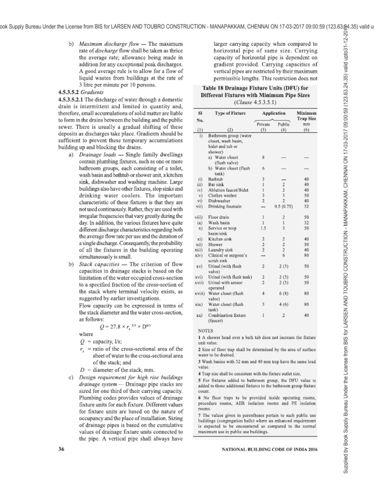 Drainage Fixture Unite & Pipe Sizing | PDF
