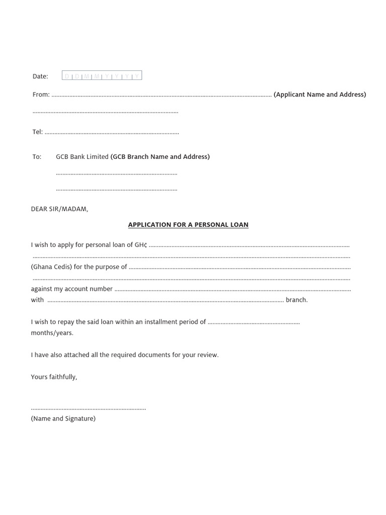 Personal Loan Application Form Template | PDF | Banks | Politics