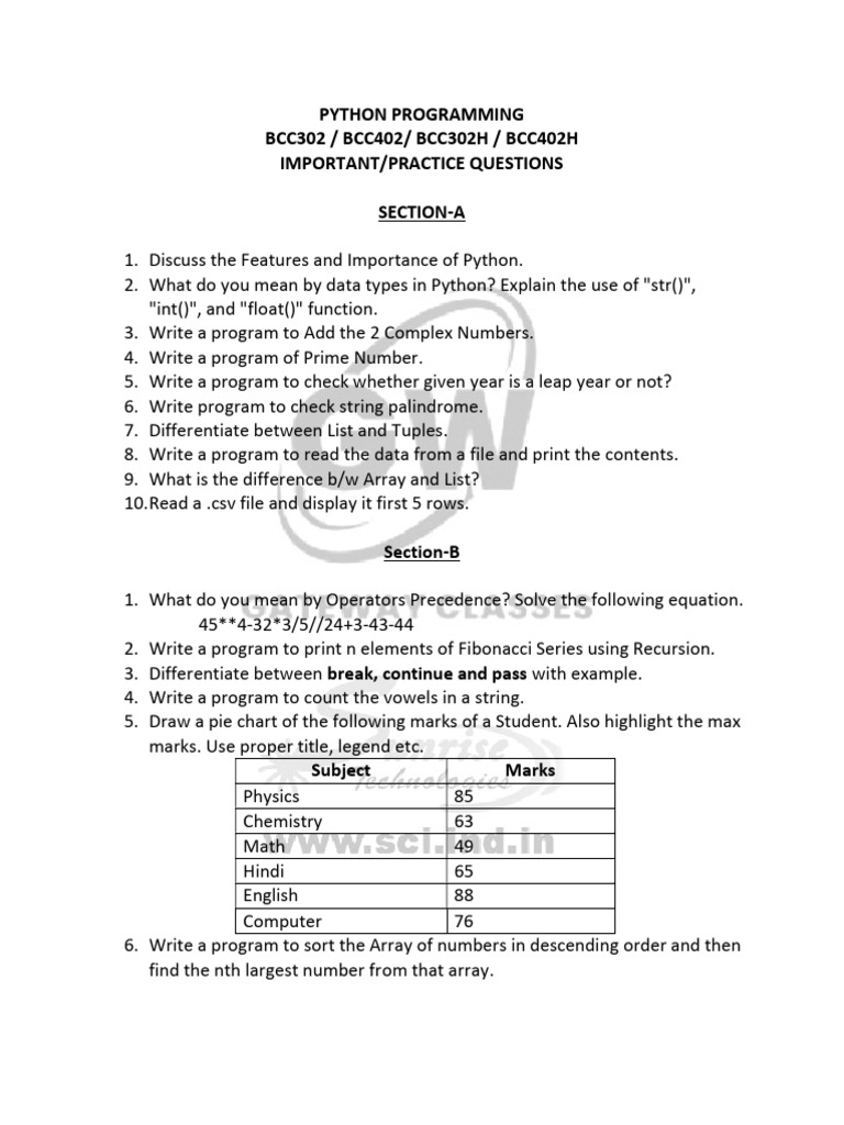 143) (Homepage) Python Model Paper by Sandeep Sirpdf | PDF