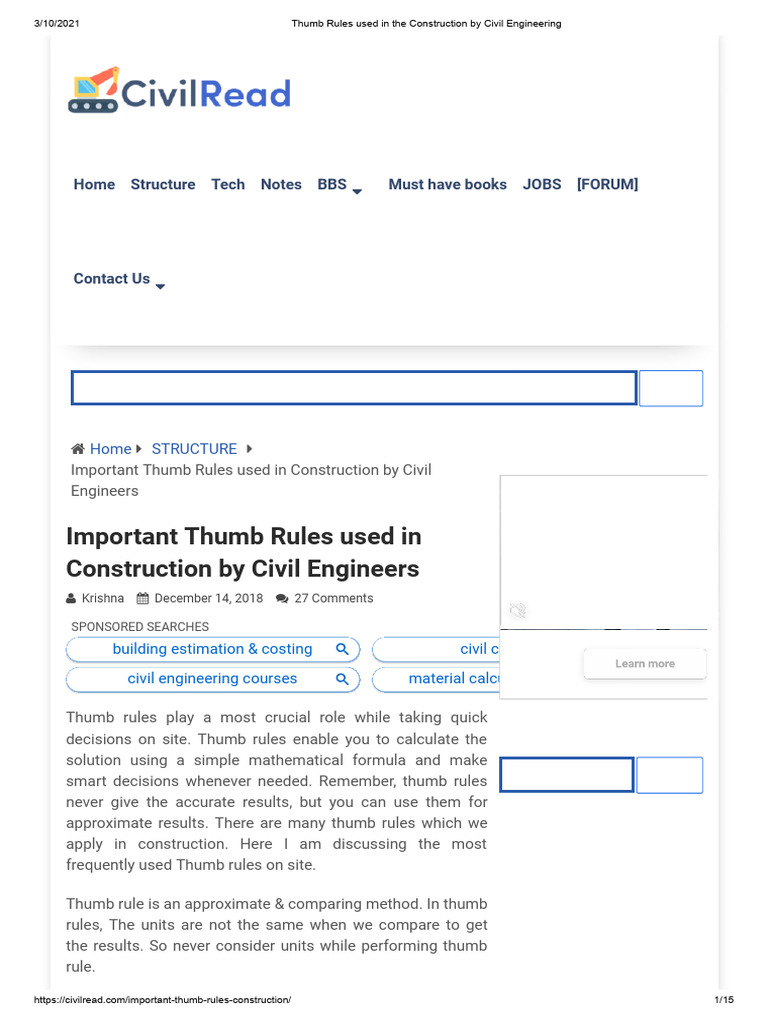CIVIL ENGINEERING THUMB RULES BOOK PDF visual data 4