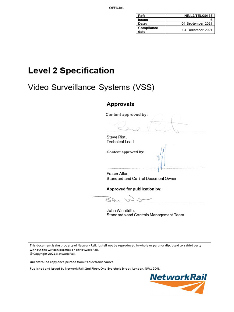 NR-L2-TEL-30135 Video Surveillance Systems Specification | PDF