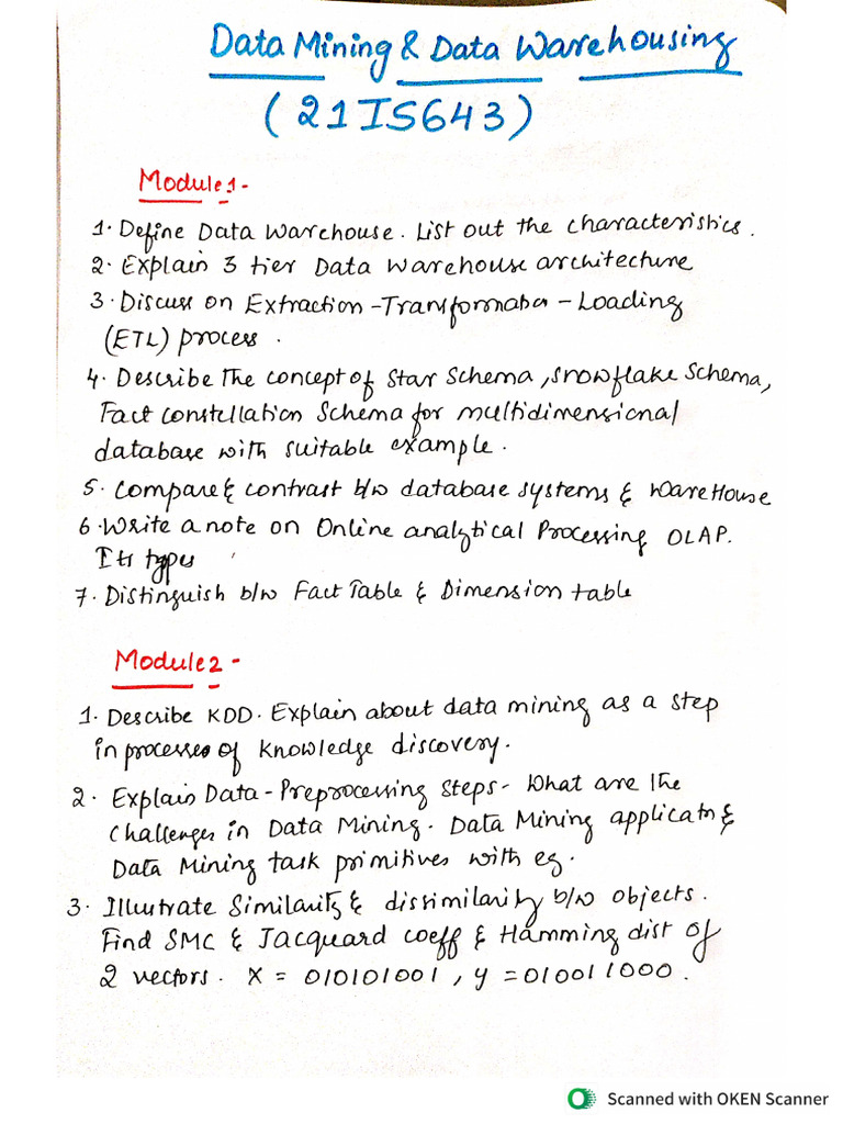DMDW Imp Qns | PDF