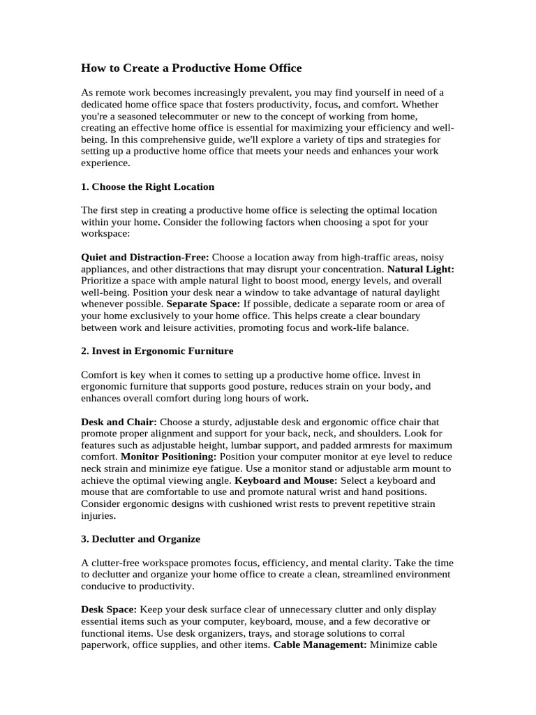 How To Create A Productive Home Office PDF