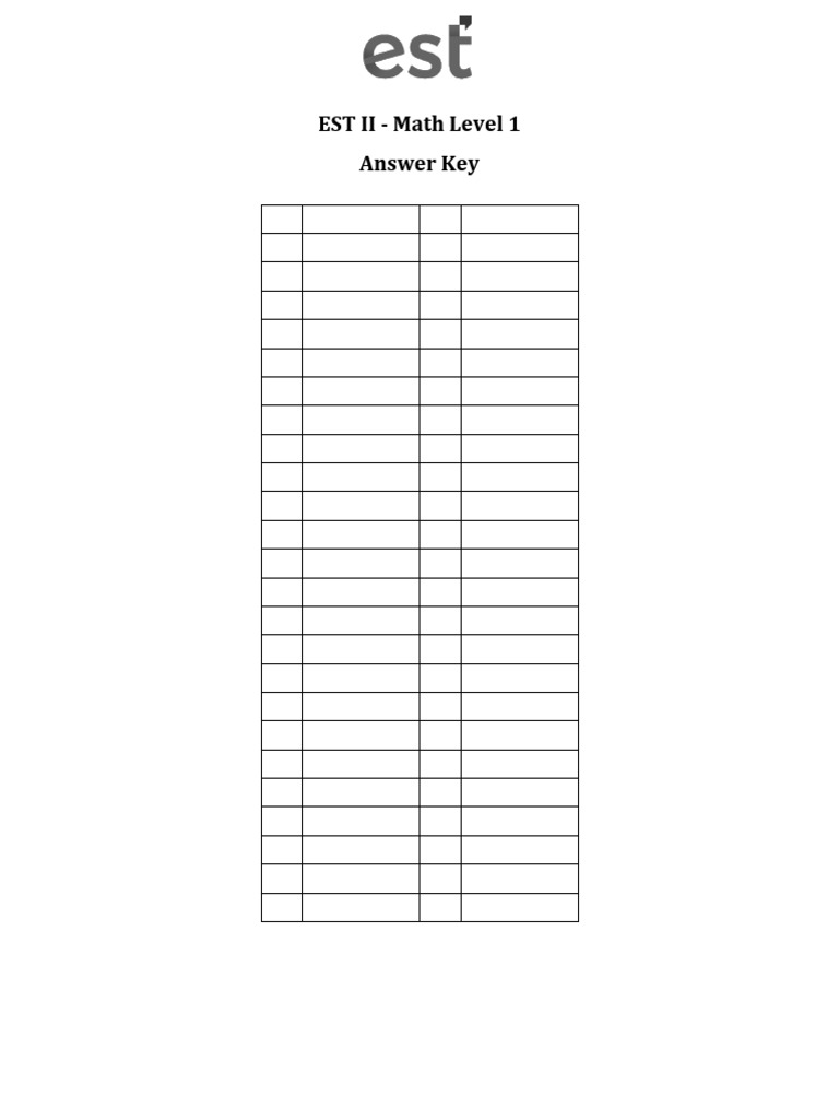 EST 2 Math Level 1 Answer Key Jan 2024 round | PDF