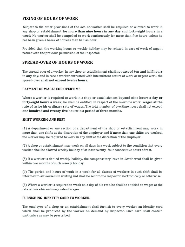 Leave Rules As Per Shops and Establishment Act | PDF